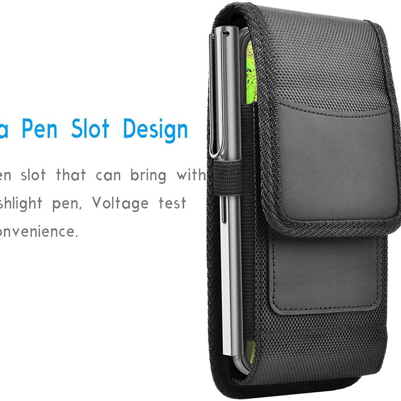 Suitable for Iphone15 Vertical and Horizontal Max Leather Case Card Oxford Cloth Nylon Fabric Wear Belt Waist Bag