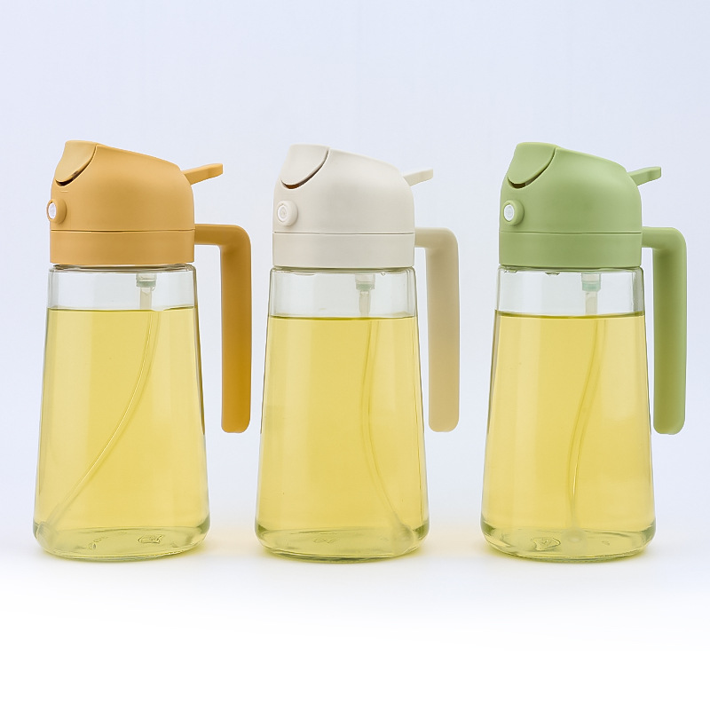 Wholesale Spray and Pour Dual-Purpose Oil Pot for Home Kitchen Large-Capacity Press Glass Oil Bottle Without Oil Atomization Spray Oil Pot