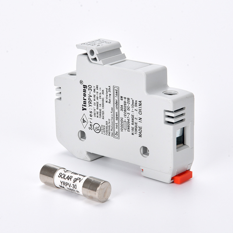 Factory solar photovoltaic 10*38 DC fuse rail type YRPV-30 base DC1000V combiner box