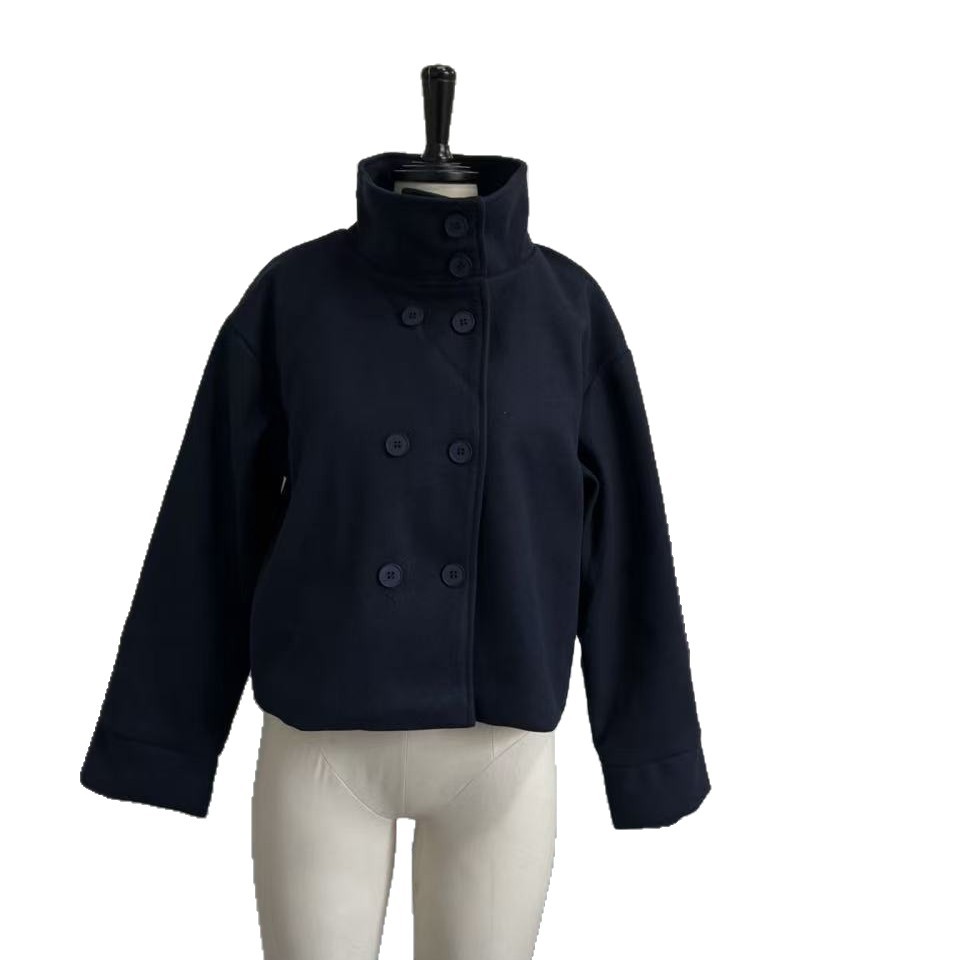 European and American Cross-border 2025 Spring and Summer Women's Women's Jacket Elegant Elegant with Vertical Collar and Breasted Short Loose Jacket