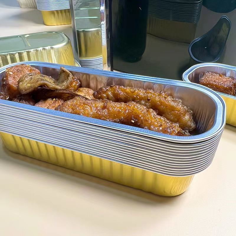 Tin Foil Box Gold Thickeneded Aluminum Foil Box Packaged Takeout Box Air Fryer Special Baked Durian Box Rectangular Baking