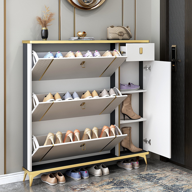 Light luxury ultra-thin flip shoe cabinet home door Large Capacity Storage hallway cabinet simple modern door storage shoe rack
