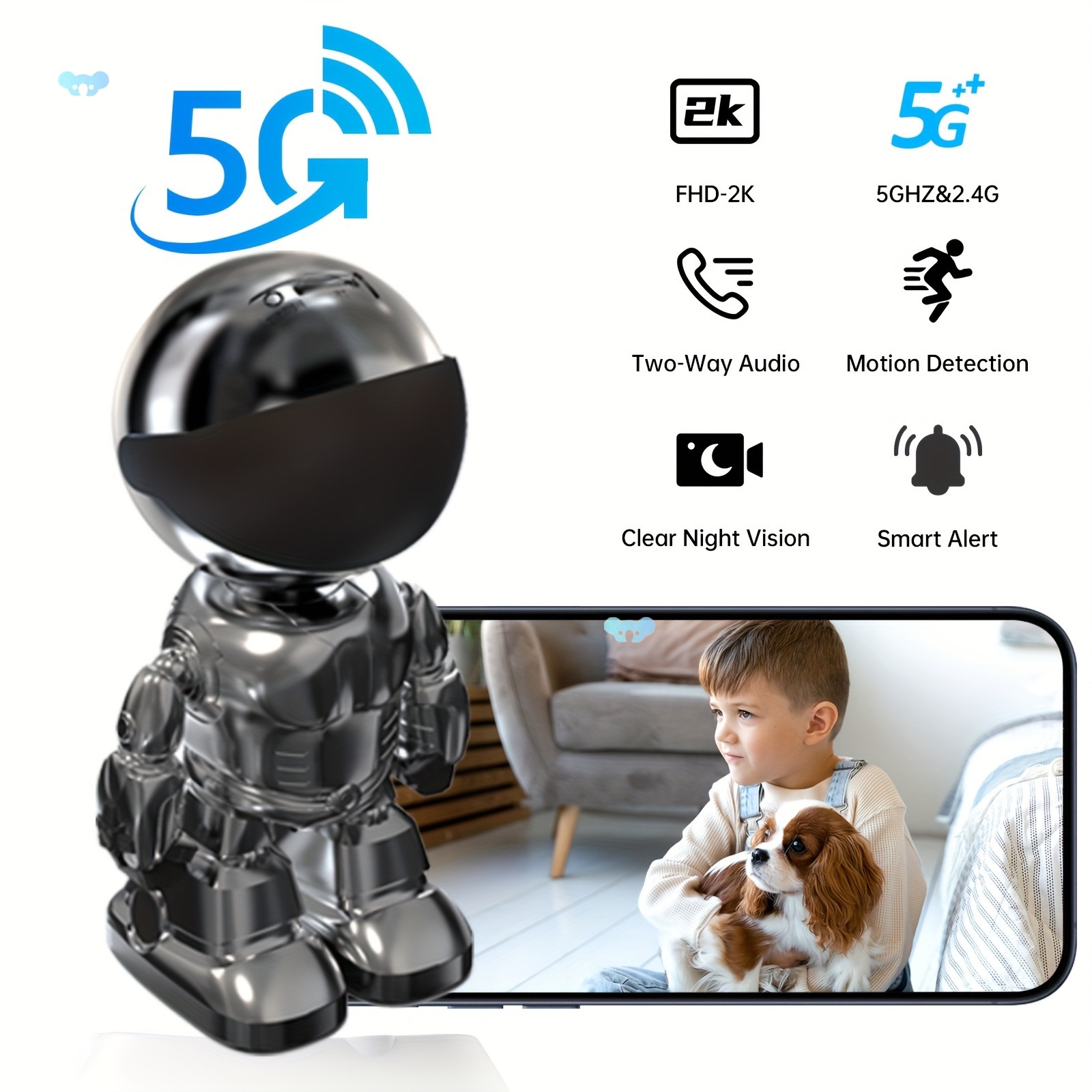 Проводная 2K внутренняя камера-робот с ночным видением