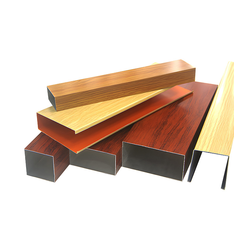 Factory wholesale direct aluminum square ceiling wood grain U-shaped iron square grid school decoration ceiling materials