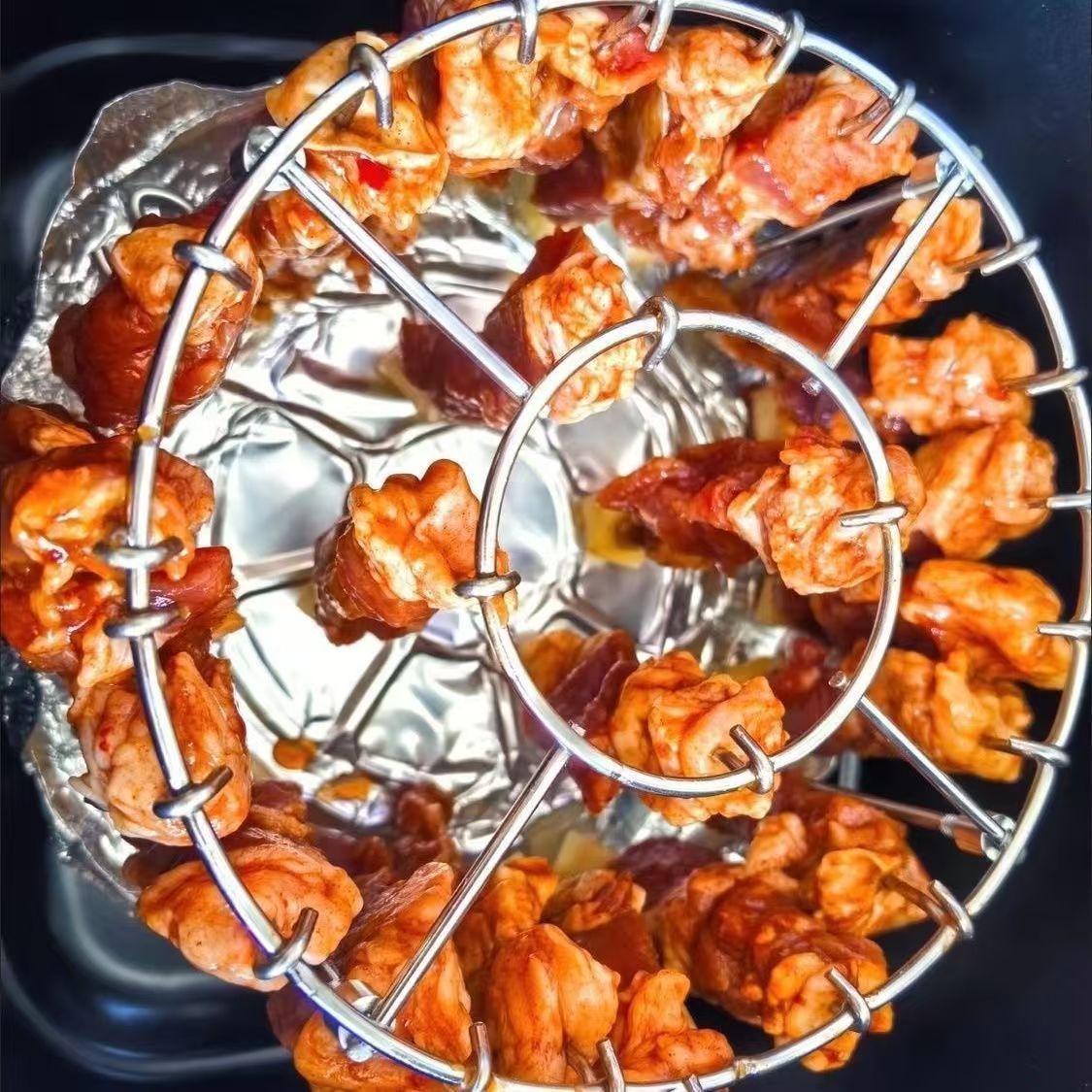 Air fryer barbecue grill vertical grill oven stainless steel round skewers barbecue hanging special vertical rack