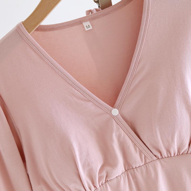 Confinement Clothes Pure Cotton with Breast Pads Spring, Autumn and Winter Maternity Nursing Pajamas Pregnancy Pullover Cross Postpartum Nursing Clothes
