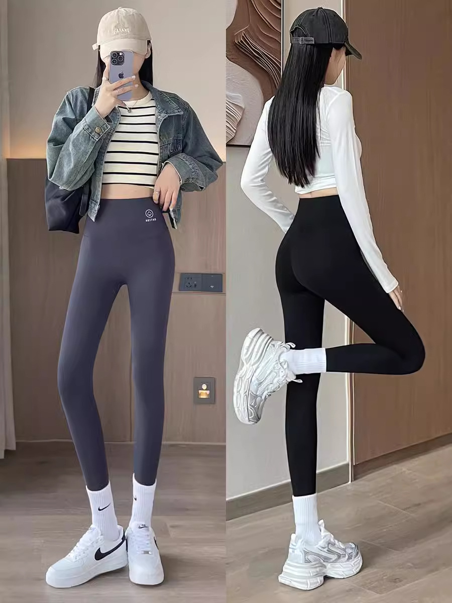 No Embarrassment Line Shark Pants Women's Fleece-lined Outer Wear Autumn and Winter Slimming New Barbie Large Size Thickened Foot Yoga Pants