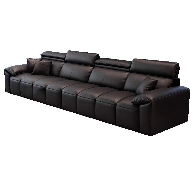 Genuine Leather Straight-Row Sofa for Large and Small Living Rooms 2025 New Modern Simple Accessible Luxury Furniture Full Set Full Leather