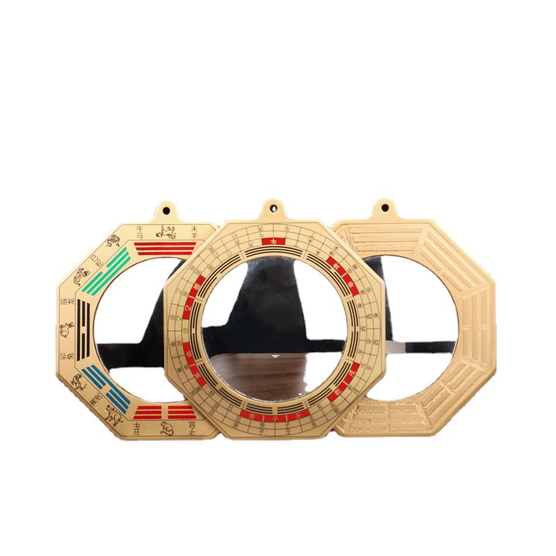 Wen Wang Craft Painted Copper Bagua Mirror Home Feng Shui Hanging Ornaments Twelve Zodiac Bagua Mirror Compass Mirror Ornaments
