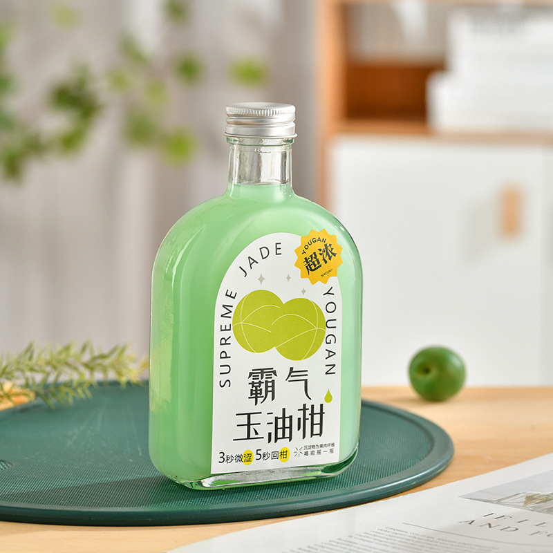 Customized Glass Beverage Bottles, Juice Milk Tea Coffee Cold Brew Bottles, Transparent Fruit Wine Small Bottles, Repackaged Flat Bottles