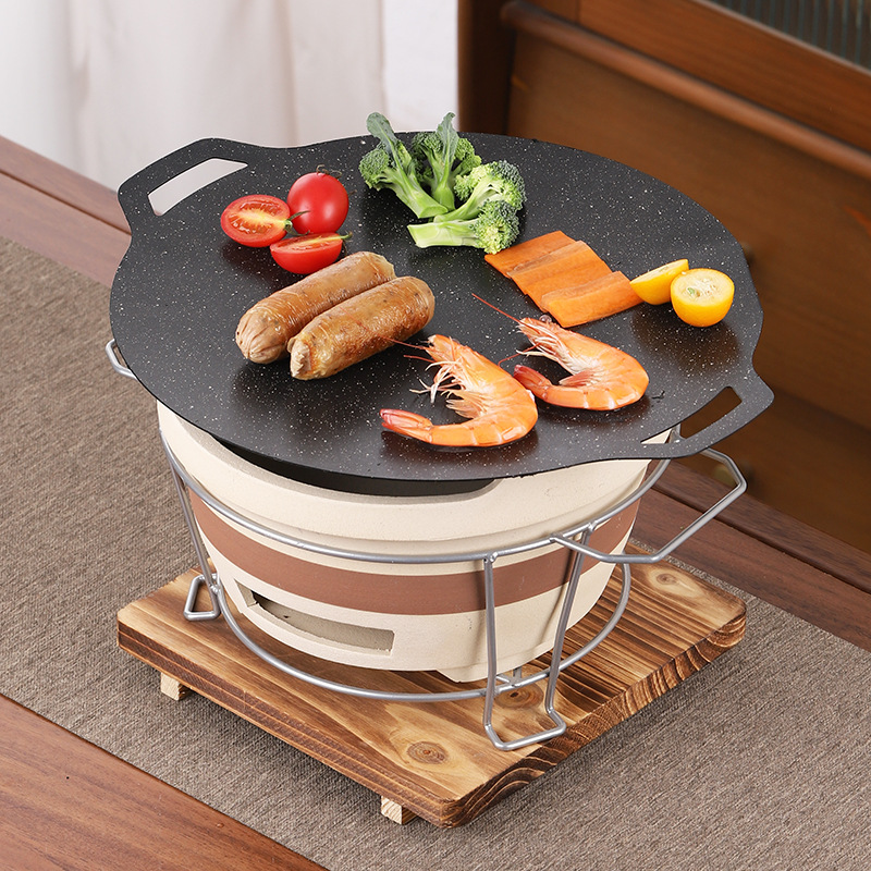 Барбекю плита, уличная коммерческая глиняная плита, сковорода, плита для жарки, угольная плита