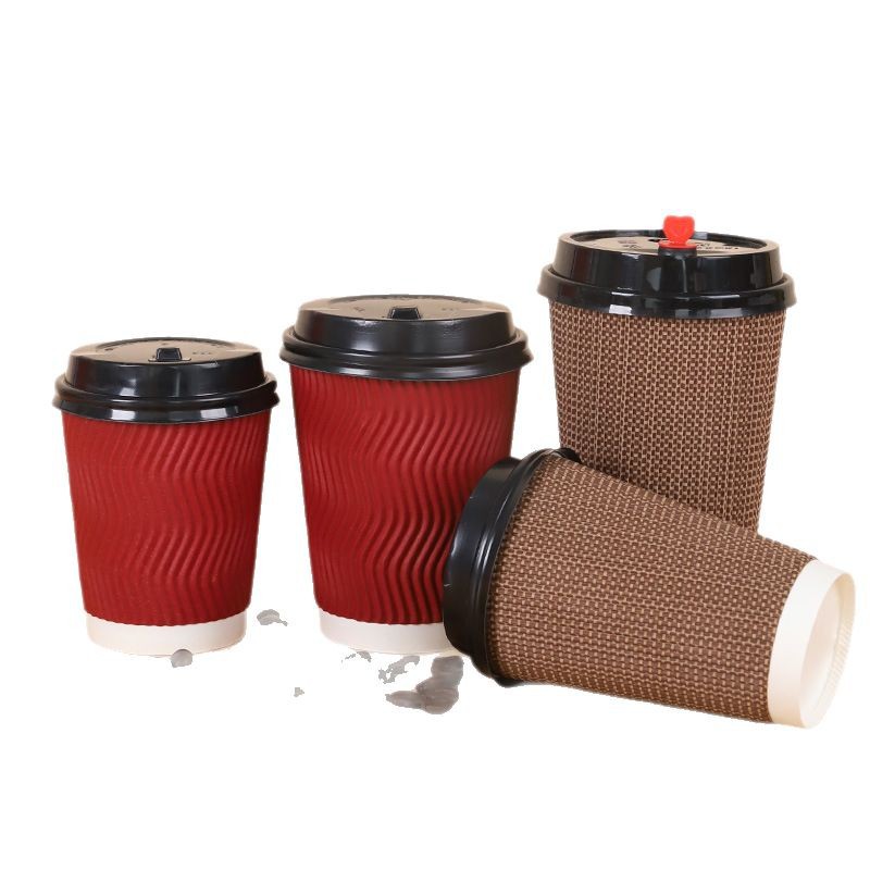 Disposable Coffee Paper Cup Double-Layer Hot Drink Milk Tea Soy Milk Cup Can Be Equipped with Lid Corrugated Anti-Scalding Paper Cup Custom Printing