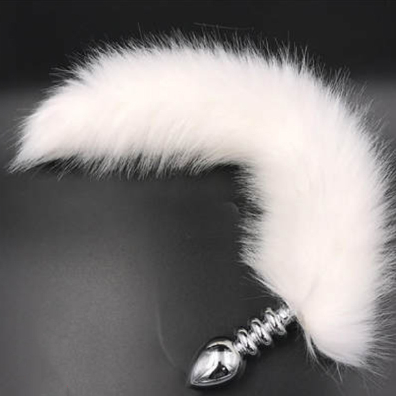 Metal Fox Tail Women's Threaded Tail Rear Anal Plug Couples Fun White Fox Removable Adult Sex Products