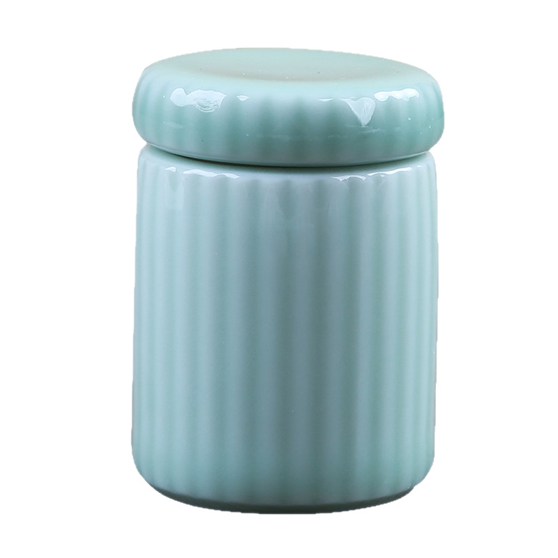 Mini Ceramic Incense Powder Jar Stripesd Balm Sealed Jar Chinese Style Small Porcelain Jar Portable Tea Jar Celadon Jar Pill Bottle