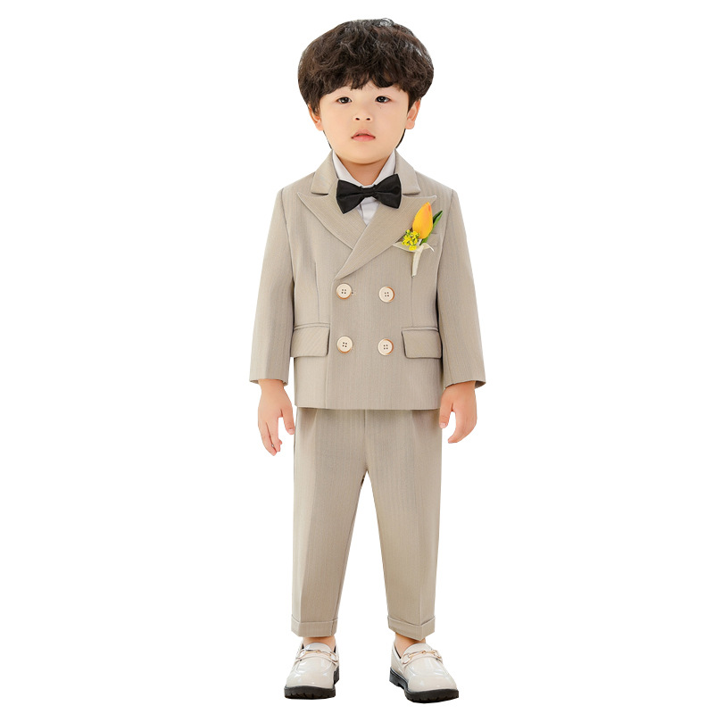 Children's suit suit autumn and winter fleece-lined flower girl wedding dress performance costume children's British boy's small suit