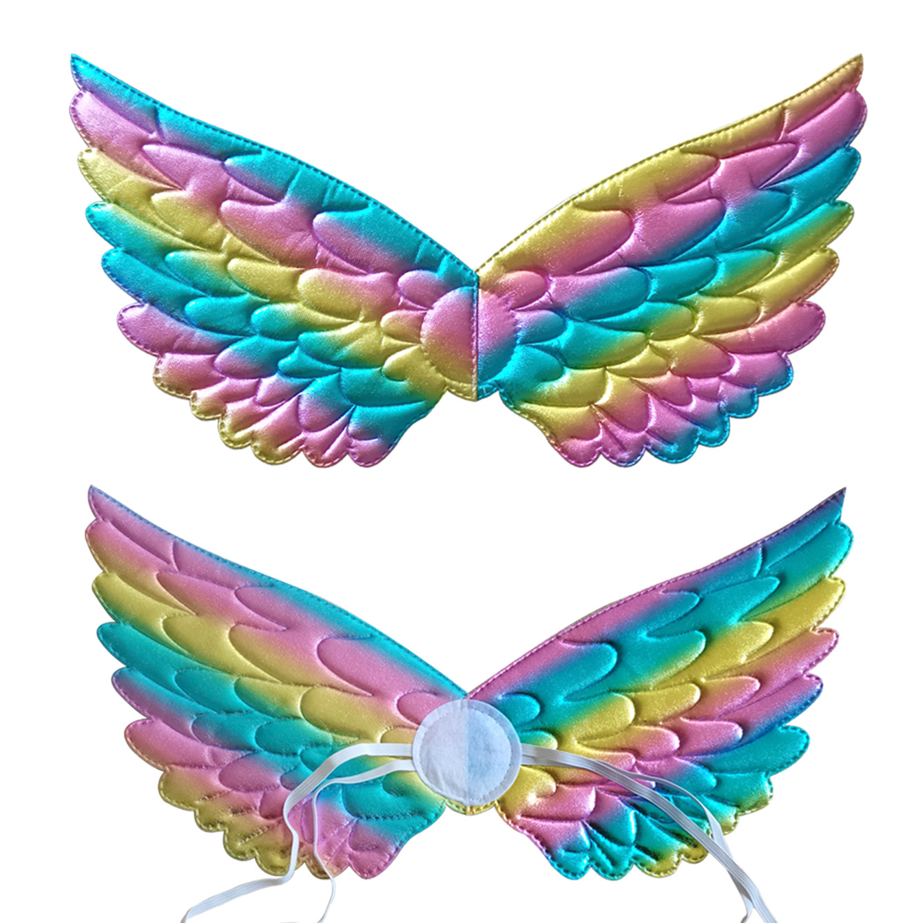 European and American Mesh Angel Wings Golden Feather Wings Small and Medium-Sized Girls Back Decoration Colorfulful Wings Dance Performance Props