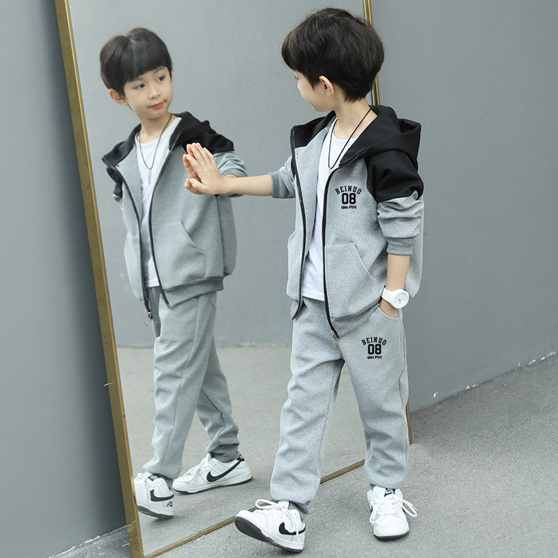 2025 Autumn New Children's Korean Style Trendy Sports Zipper Suit Boys Autumn Sweatshirt Jacket Sweatpants Wholesale