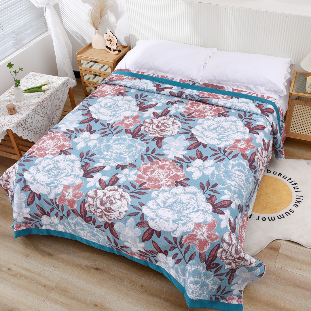 Three-Layer Gauze Blanket, Air-Conditioned Sofa Blanket, Nap Blanket, Bed Towel, Pure Cotton Three-Piece Summer Set