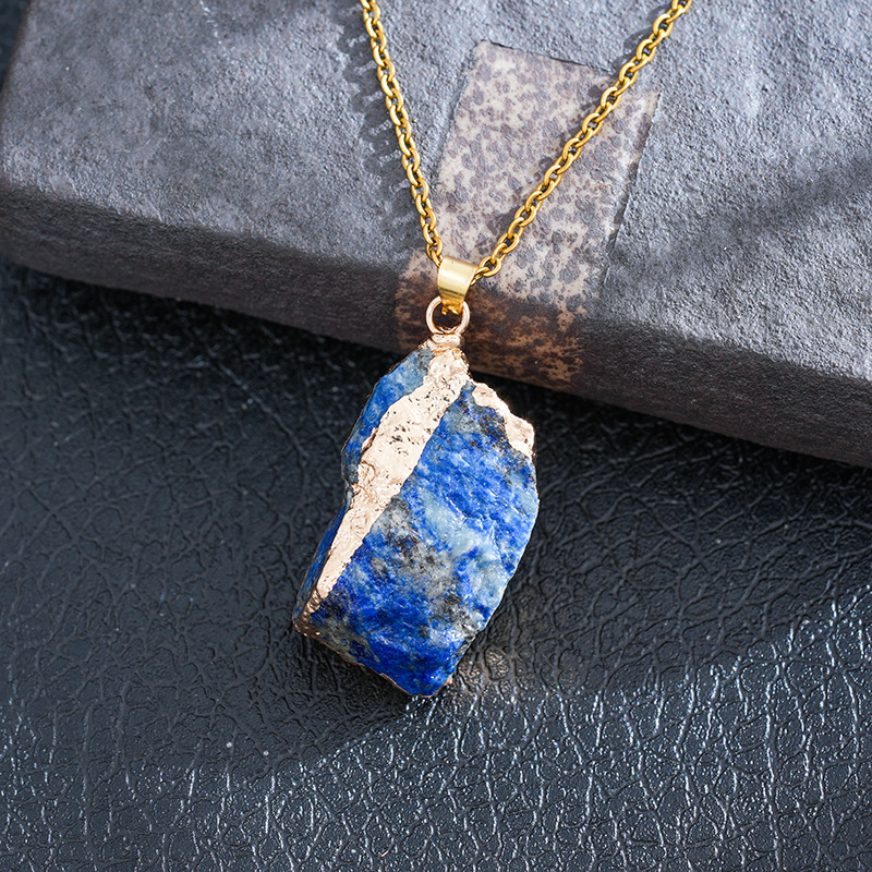 Natural Crystal Amethyst Irregular Pendant Original Stone Electroplated Gold-plated Powder Crystal Citrine Diy Jewelry Accessories Cross-border