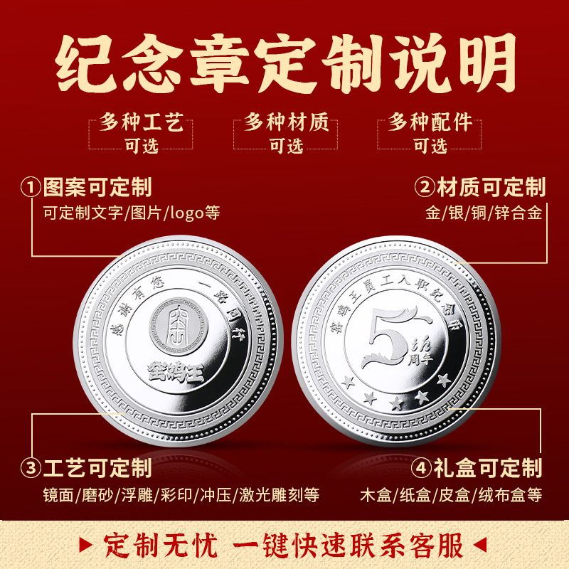 Custom Commemorative Gold Coins, Custom 999 Commemorative Silver Coins, Company Enterprise Listing Anniversary Employee Gifts Customization