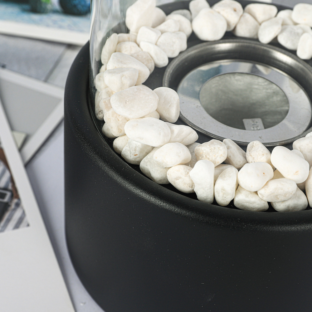 Desktop Alcohol Fireplace Light Indoor Stainless Steel Small Portable Heating Stove Round Glass Bar Atmosphere Light