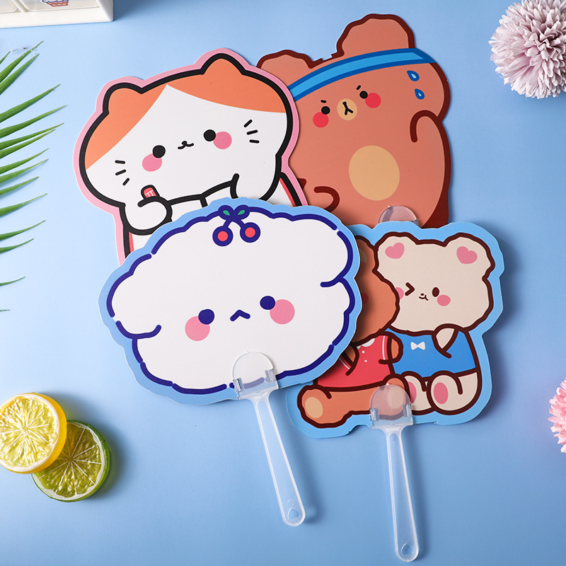 Fan Cartoon Summer Cute Handheld Shaped Fan Wholesale Logo Student Portable Hand-Cranked Plastic Small Fan