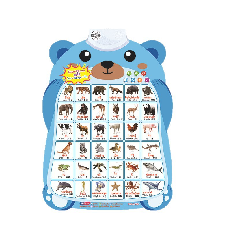 Audio Flip Chart Chinese-English-Thai 3-Language Synchronous Learning Thai Cross-Border Early Education Enlightenment Sound Finger Reading Toy