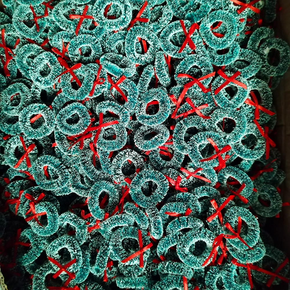 Sisal Silk Garland Christmas Mini Wreath Blue-Green Snow Decorative Ornaments 3-5cm Variety