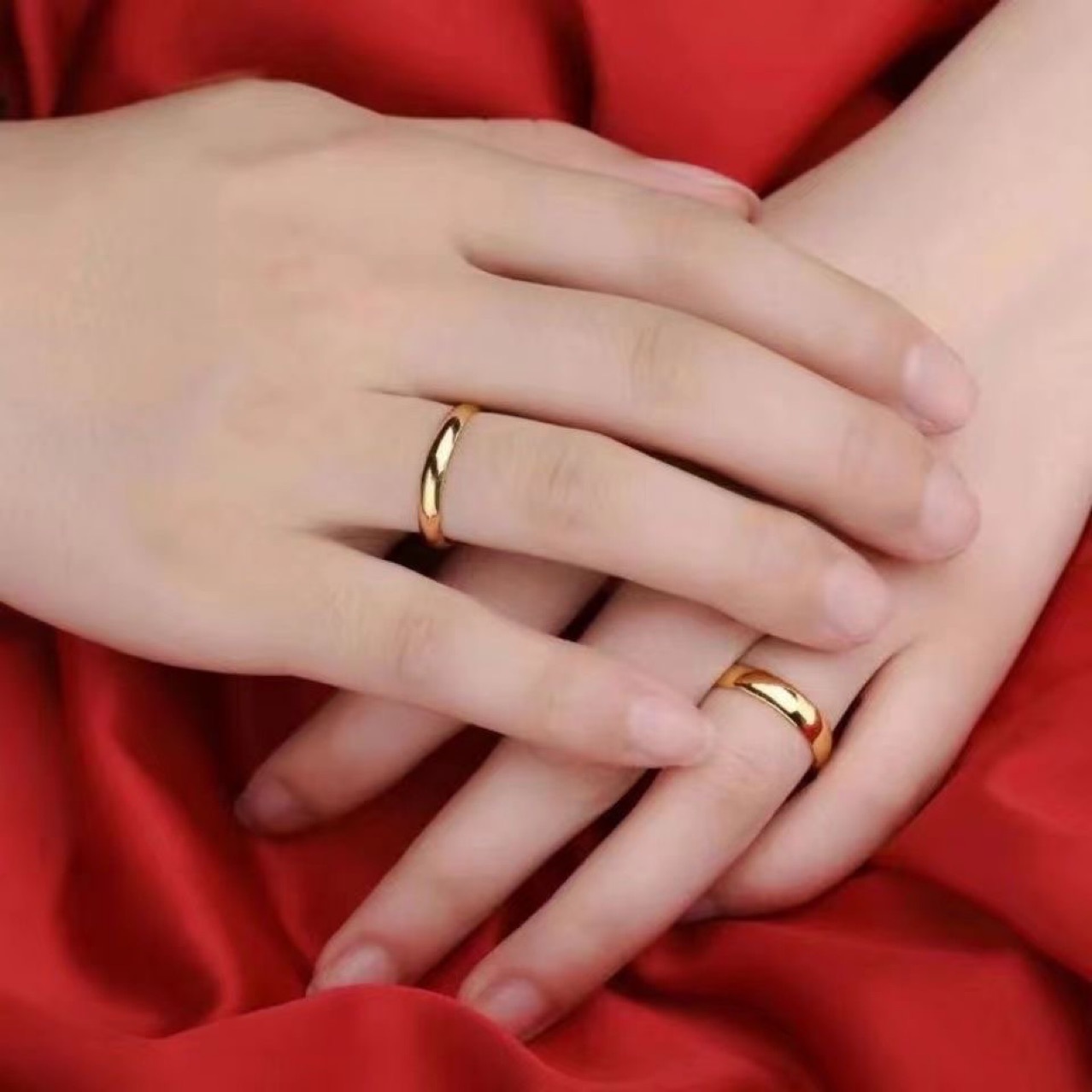 Plain Glossy Ring for Men and Women, Glossy High Imitation Electroplating Gold Color Live Mouth Adjustable Vietnamese Sand Gold