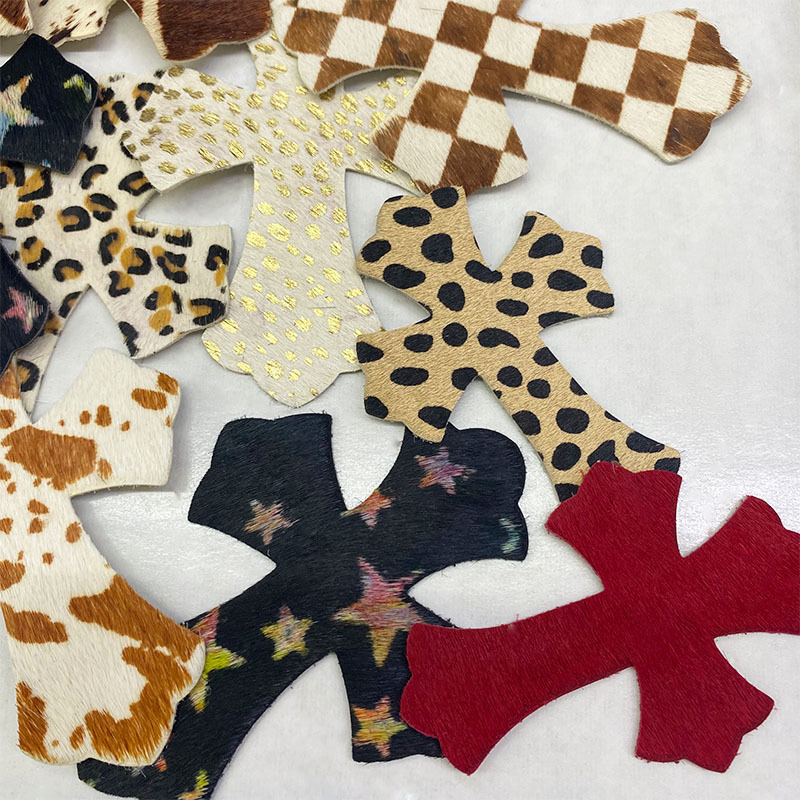 Cross leather horse hair cross leather real hair color spot