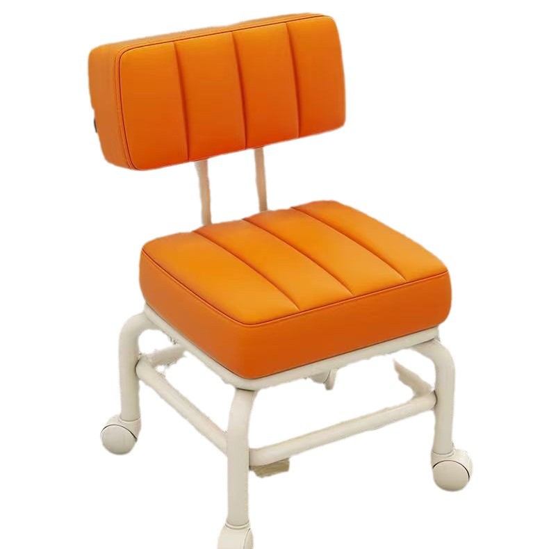 Swivel Caster Small Chair with Wheels, Low Stool, Trendy Lazy Chair with Backrest for Home Use, Baby-Friendly Swivel Caster Small Stool