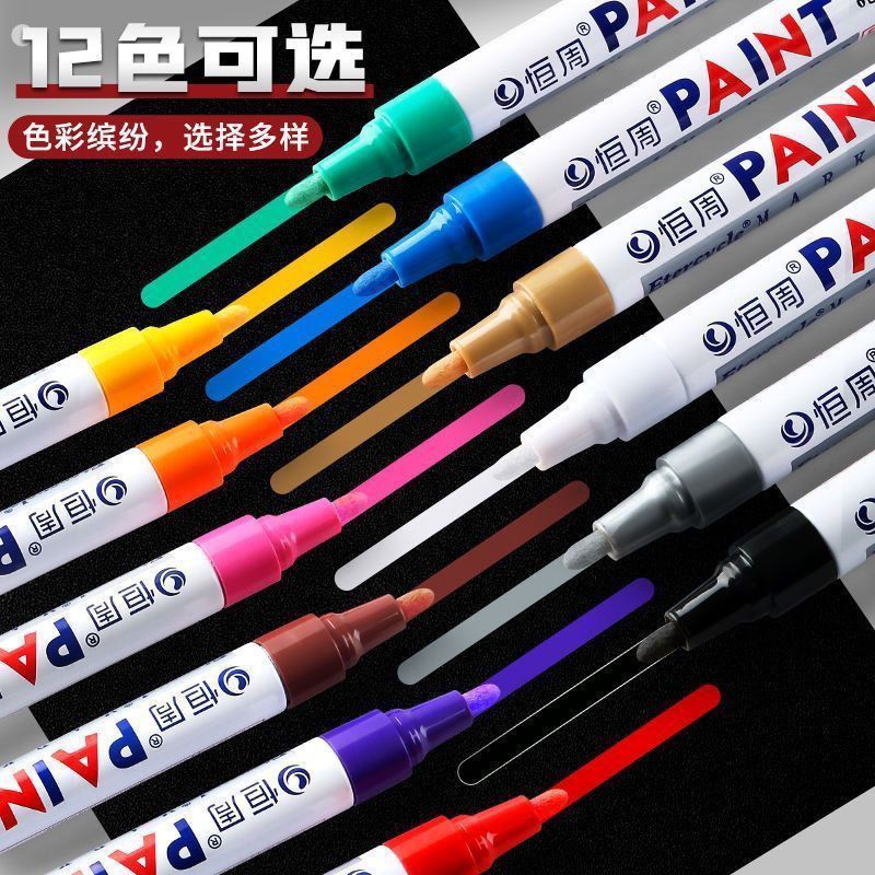 Hengzhou Paint Pen Black and White Colorful Oily Marker Touch-Up Pen Waterproof Industrial Non-Fading Graffiti Pen Tire Pen