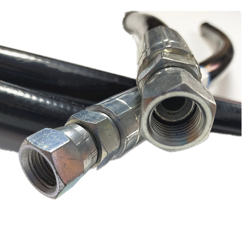 Yellow oil pipe lubrication high pressure oil pipe R7/R8 fiber braided reinforced hose assembly hydraulic oil pipe assembly