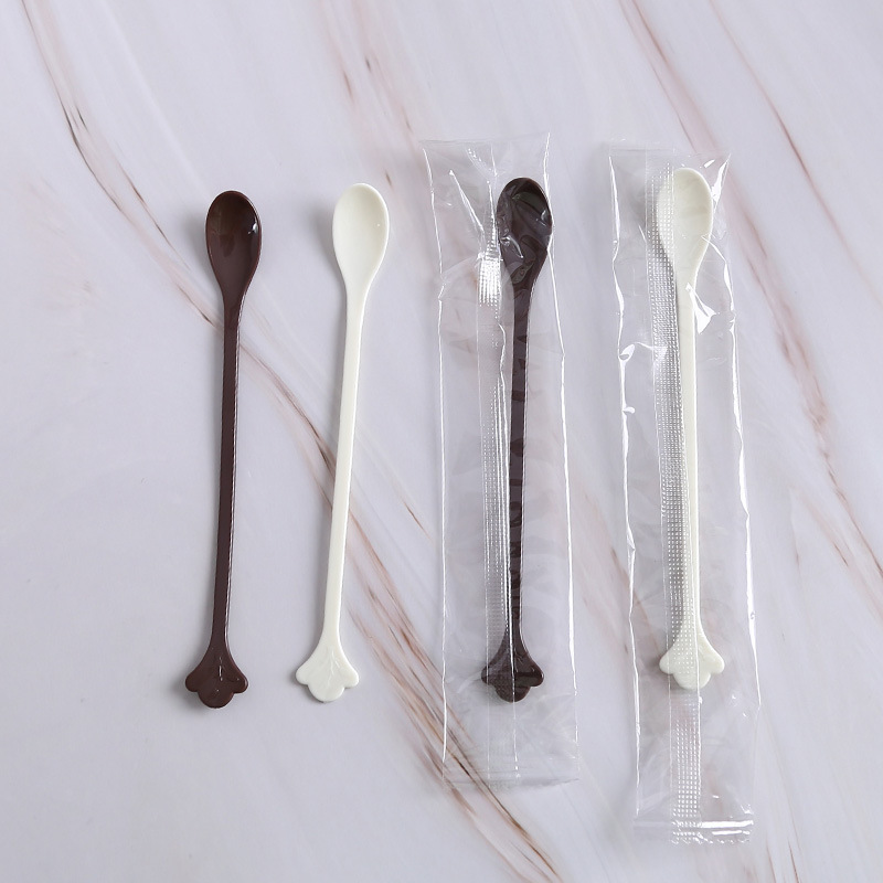 Disposable Coffee Spoon Transparent Mini Plastic Tea Spoon Thickeneded Mixing Stick Coffee Stirring Stick Honey Spoon Spoon