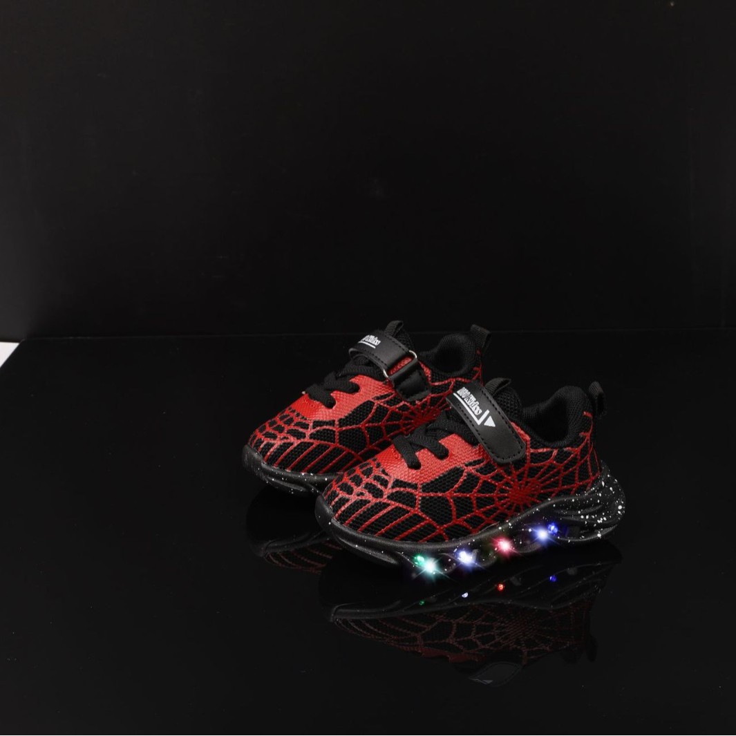 2025 Spider Web Children's Sports Shoes Breathable Fashion Casual Shoes Baby Led Light Shoes Dad Shoes