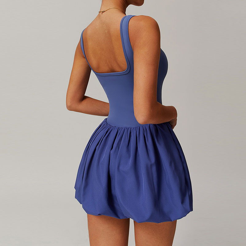 Cross-border Naked Fake Two-piece Sports dress Women's Anti-walking Basing Outdoor Running Fitness Tennis Skirt 4001