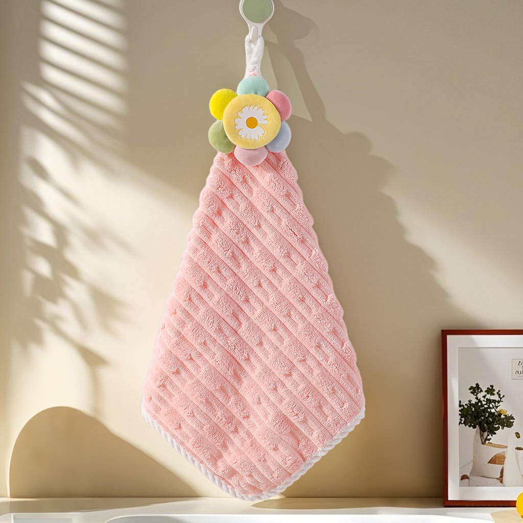 Sunflower Hand Towel Hanging Thickeneded Hand Towel Handkerchief Kitchen Bathroom Hand Washing Absorbent Towel
