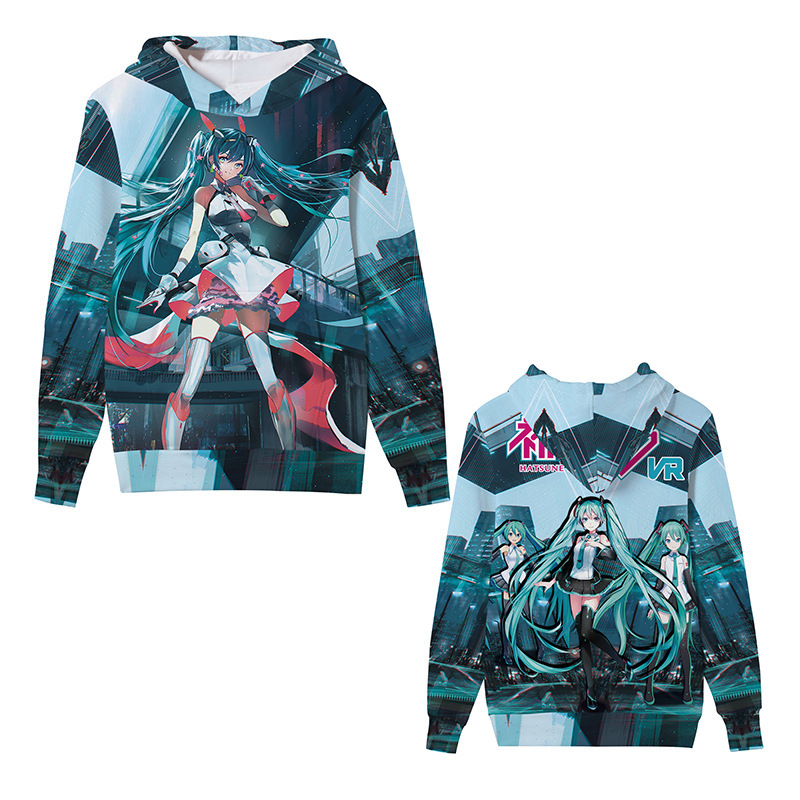 Hatsune Miku Sweatshirt Anime Peripheral Princess Clothes Pullover Hooded Two-Dimensional Top Can Be Customized