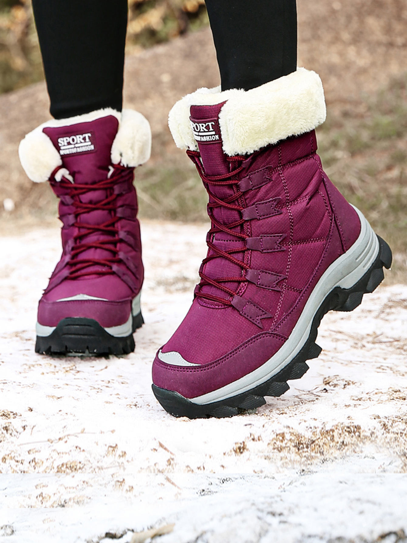 Cross-border Wholesale Winter Warm Snow Boots Women's fleece-lined Thickened Northeast Travel Cotton Boots Outdoor Mountaineering Boots Ski Boots