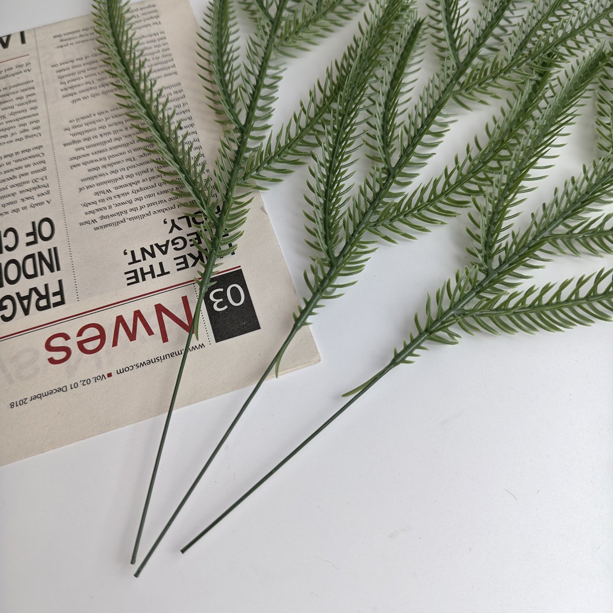 Cross-border feel soft glue simulation plant Christmas pine needle cypress leaf Christmas wreath decoration pine needle window