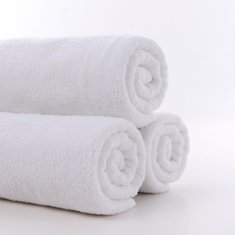 350g weak twisted yarn white bath towel hotel bath towel cotton bed making hotel beauty salon bath towel thickened wholesale