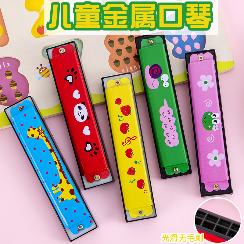 Children's Metal Harmonica Wind Instrument for Kindergarten and Primary School Students, 16-Hole Wooden Gift Polyphonic Performance Type Portable