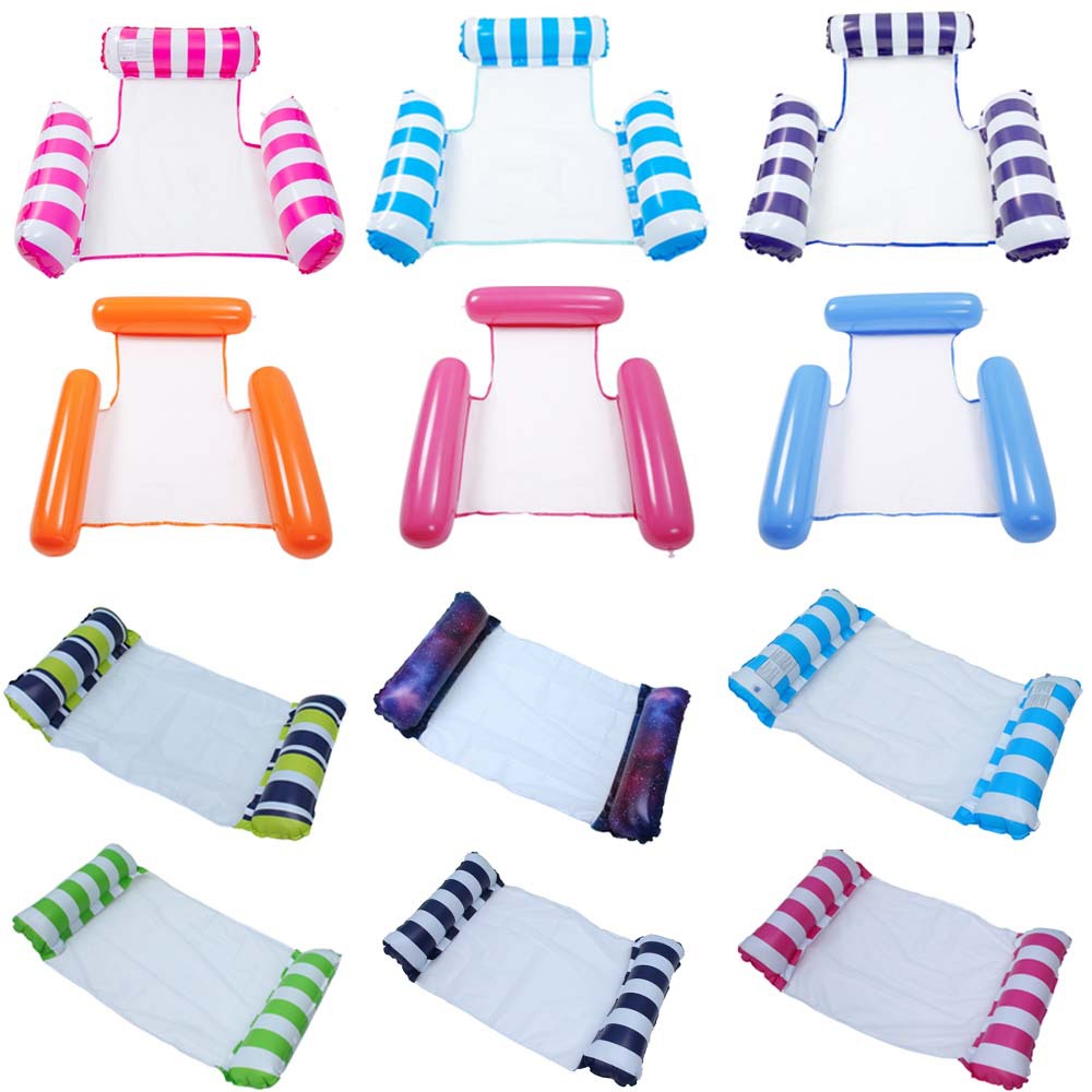 Cross-border new inflatable floating row water clamp net foldable backrest swimming pool floating bed water three-tube floating row inflatable bed