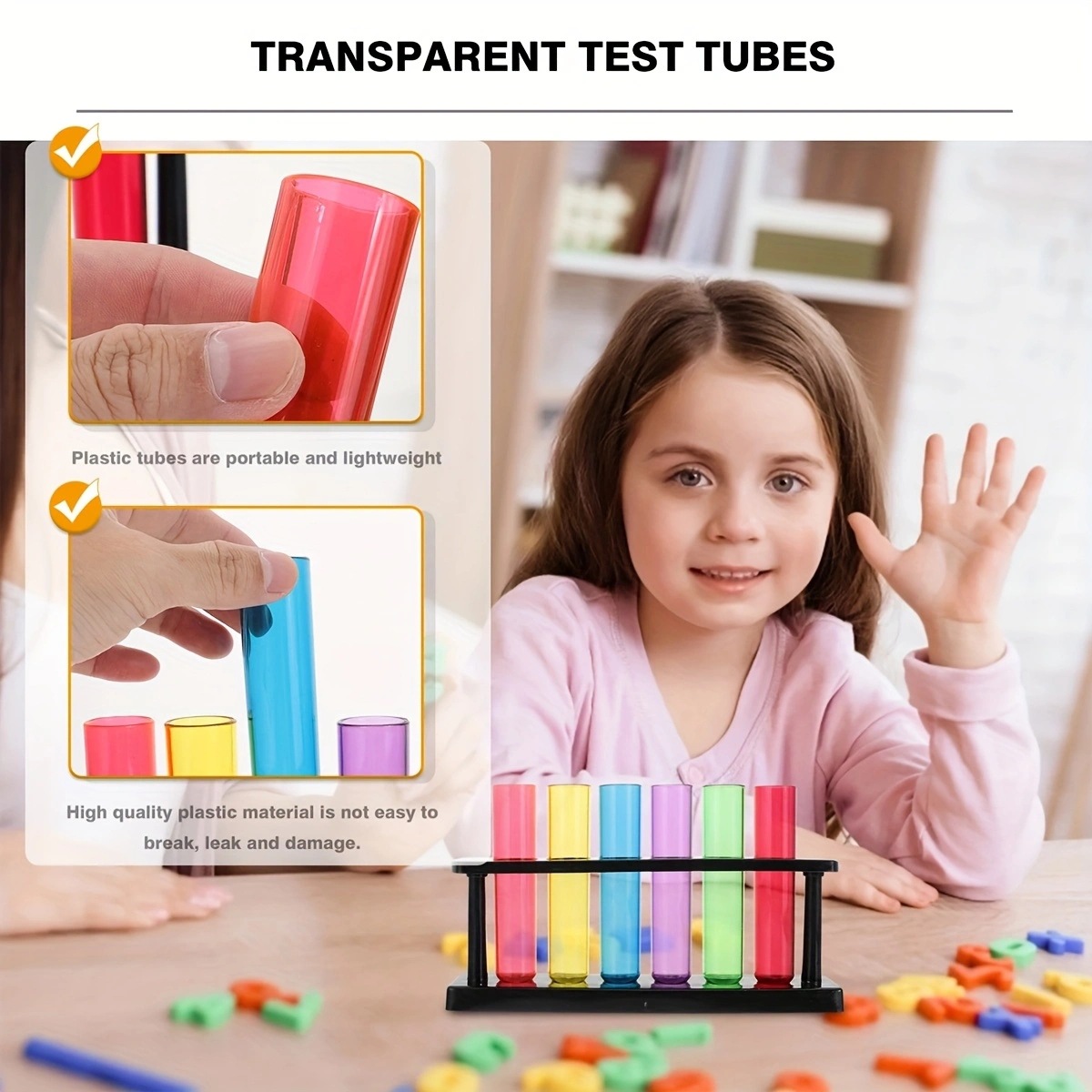 Cross-border children Macaron color toy plastic transparent set of six test tubes