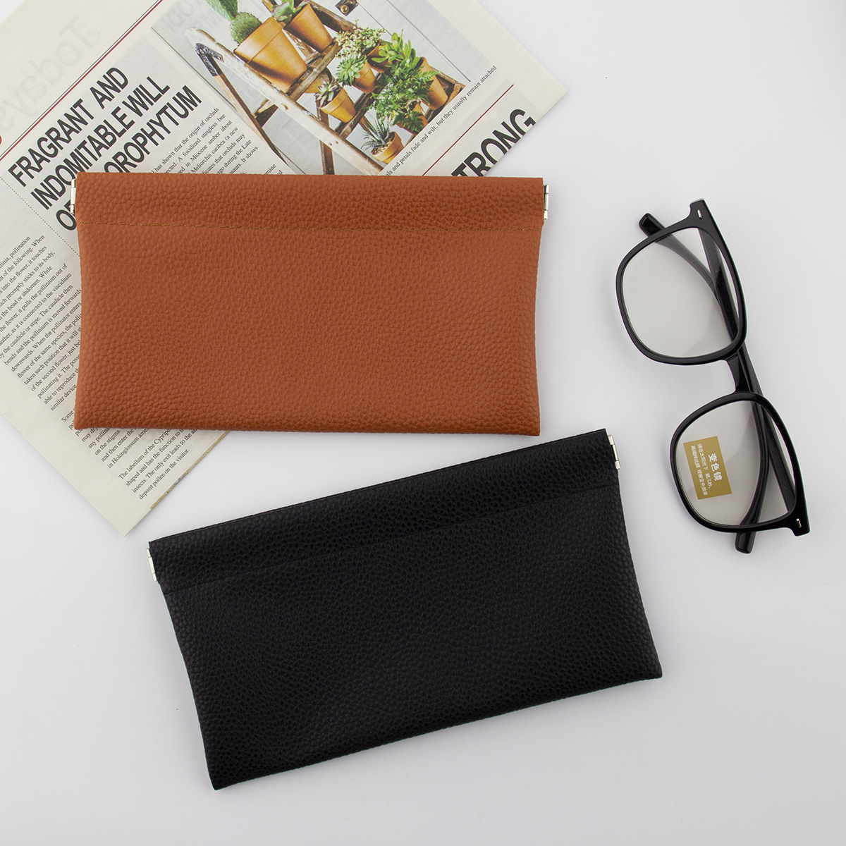 Large Capacity Clutch Bag Coin Purse Card Bag Mobile Phone Bag Glasses Storage Simple Cross-border Amazon Artificial Leather