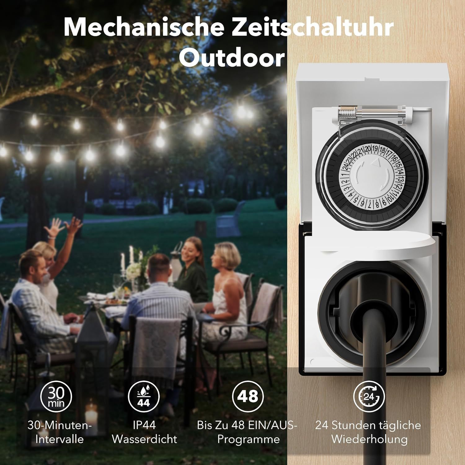 Hbn Zeitschaltuhr Aussenbereich, 24 Stunden Mechanische Zeit