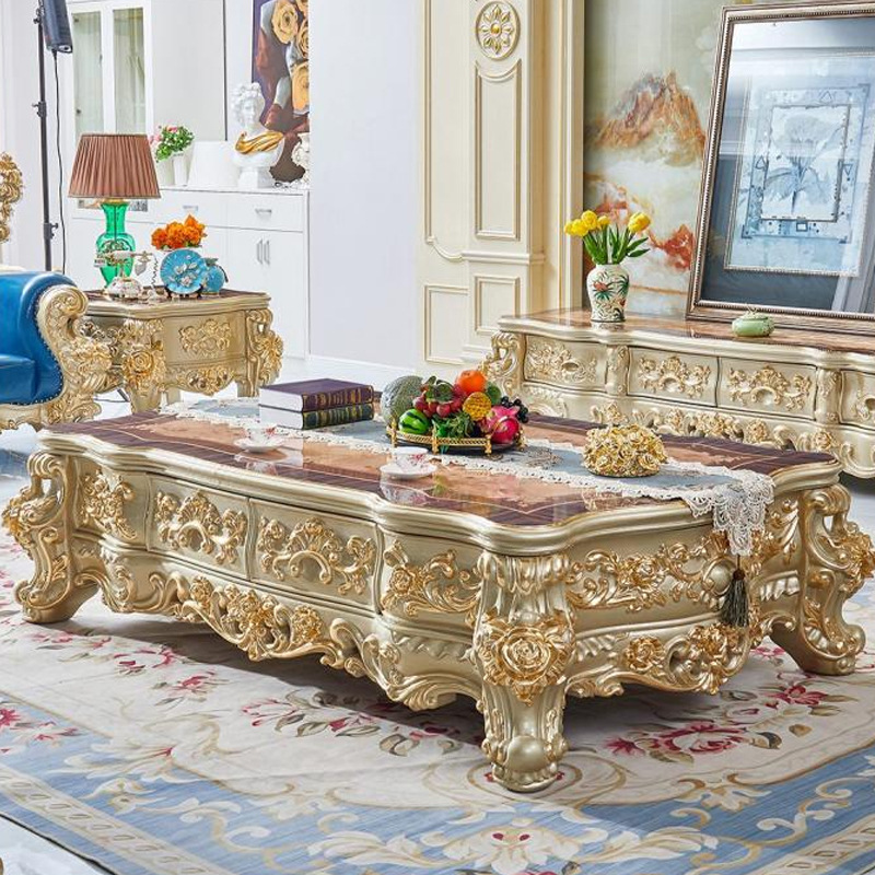 American Style Sofa Light Luxury Advanced Feeling Top Layer Cowhide Sofa for Villa French Style White Oak Carved Gold Furniture Combination