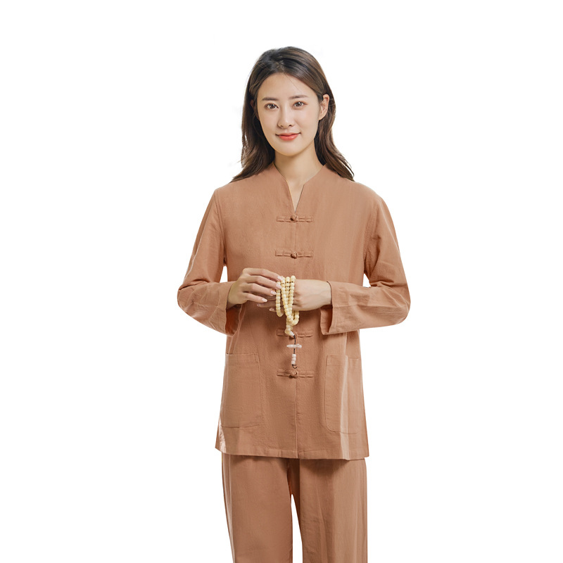 Jushifu Zen Suit Tea Suit Cotton and Linen Yoga Suit Chinese Style Zen Style Men's and Women's Chinese Tang Suit