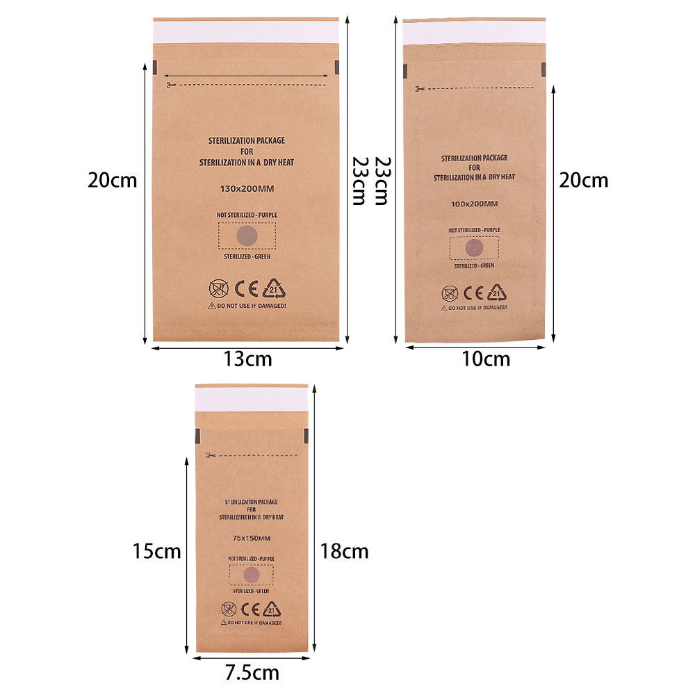 Disposable cowhide self-sealing bag disinfection bag high temperature dry heat nail disinfection bag high temperature kraft paper self-sealing disinfection bag