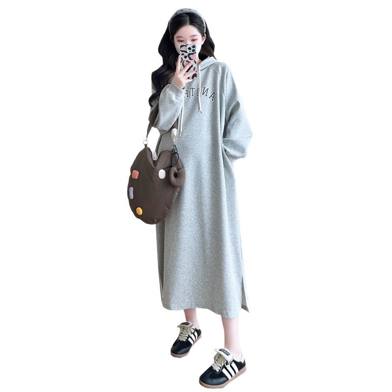 Pregnant Women's Fashion Korean Style Spring and Autumn Dress Long Dress Korean Style Fashion Trendy Mom Loose Midi Pregnant Women's dress